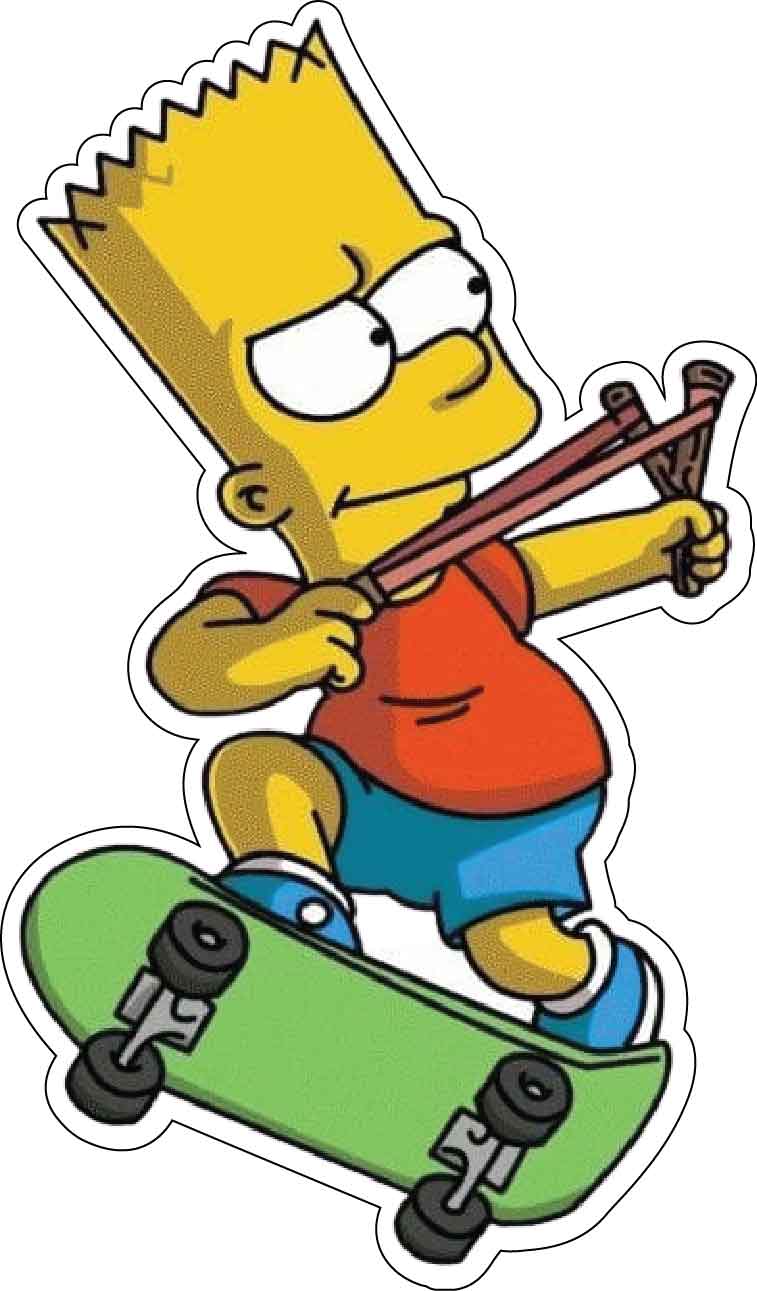 Bart Simpson Skating With Slingshot Skateboarding Mischief Vinyl Sticker