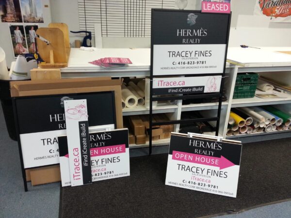 Tracey Fines Branding Hermes Realty Coroplast Signs