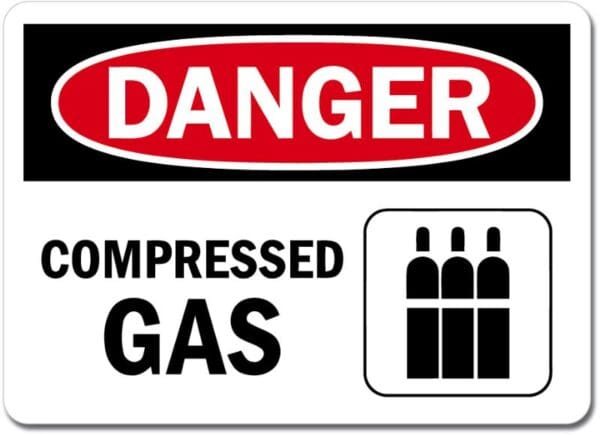 1 Danger Compressed Gas Canisters Sign Wall Window Vinyl Sticker