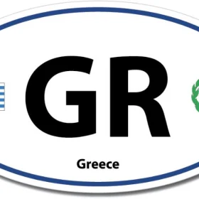 1 Greece GR Euro Color Oval Blue Wall Window Car Sticker