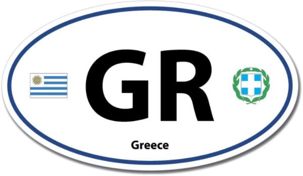 1 Greece GR Euro Color Oval Blue Wall Window Car Sticker