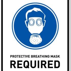 1 Protective Breathing Mask Required Caution Rectangle Sign Sticker