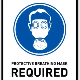 1 Protective Breathing Mask Required Caution Rectangle Sign Sticker