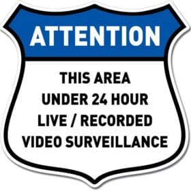 1 Video Surveillance Attention Blue Sign Wall Vinyl Sticker
