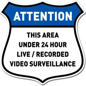 1 Video Surveillance Attention Blue Sign Wall Vinyl Sticker