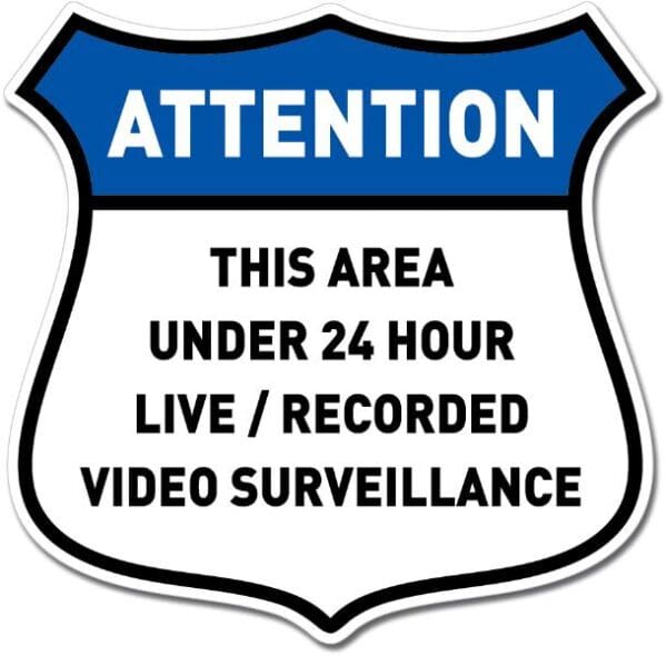 1 Video Surveillance Attention Blue Sign Wall Vinyl Sticker