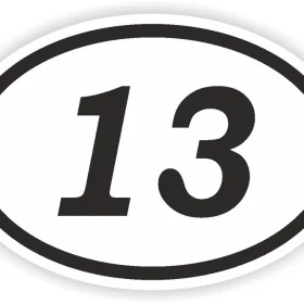 13 Thirteen Number Oval Numbers 1 To 21 vinyl sticker
