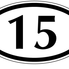 15 Fifteen Number Oval Numbers 1 To 21 vinyl sticker