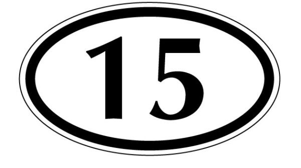 15 Fifteen Number Oval Numbers 1 To 21 vinyl sticker