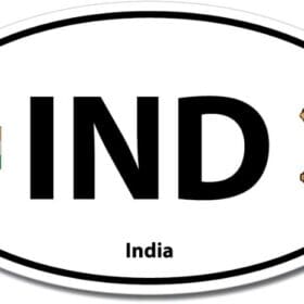 2-20 India IND Euro Color Oval Black Wall Window Car Sticker