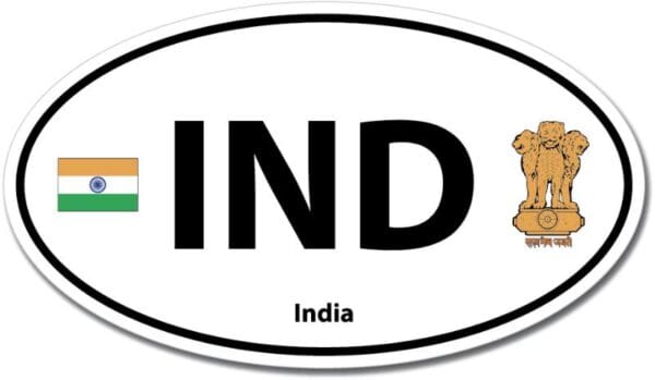 2-20 India IND Euro Color Oval Black Wall Window Car Sticker