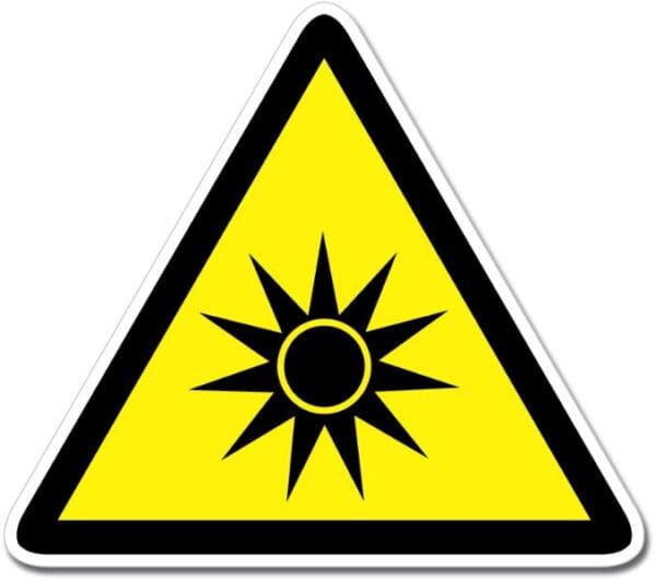 2-20 Optical Radiation Warning Caution Triangle Sign Vinyl Sticker