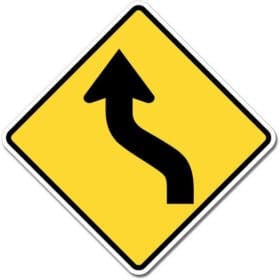 2-80 Street Left Reverse Curve Sign Wall Window Car Vinyl Sticker