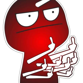 I Hate Everyone Meme Angry Red Guy With Multiple Middle Fingers Offensive Doodle Sarcastic Antisocial Attitude vinyl sticker