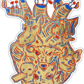 Big Heart With Animals And Plants Love All Earth Creatures Art Vegetarian Idea Vegan Design Vinyl Sticker