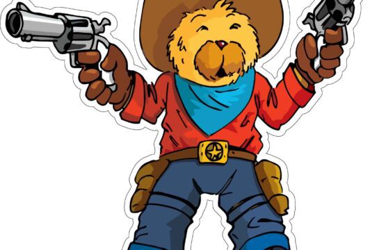 Teddy Bear Cowboy Wild West Wonders Gunslinger Grizzly With Hat Funny Animal Gangster Adventure Cartoon Vinyl Sticker