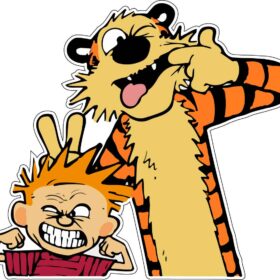 Calvin And Hobbes Adventure Time Cartoon Nostalgic Playful Classic Comic Fun Vinyl Sticker