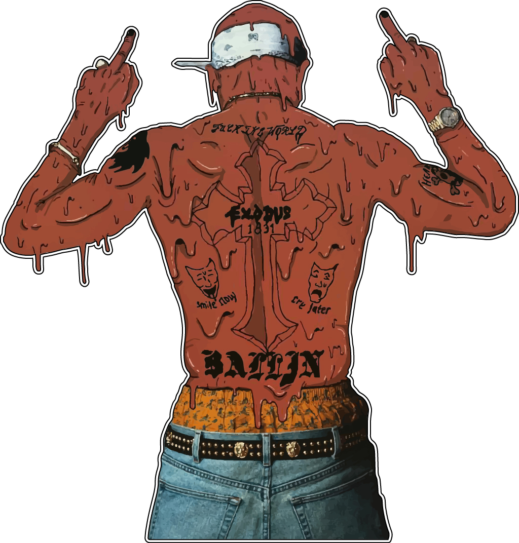 Tupac Shakur 2pac Makaveli Outlaw Thug Life Tattoo Ballin Trippy vinyl  sticker printed vinyl decal - AG Design
