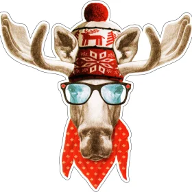 Canadian Hipster Moose in Glasses and Touque Bandana vinyl sticker