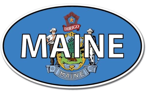 3-40 Maine State Oval Flag Wall Window Car Vinyl Sticker