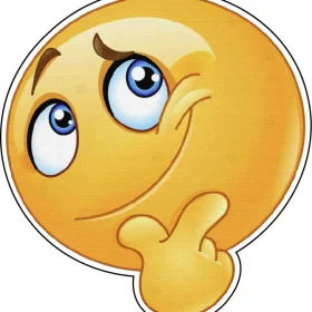 Pondering Emoji Emoticon Symbol Thoughtful Face Reflective Expression Digital Icon Modern Communication Visual Language Tech Culture Unique Art vinyl sticker