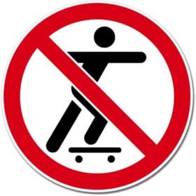 6 No Skate Boarding Round Sign Wall Window Car Vinyl Sticker
