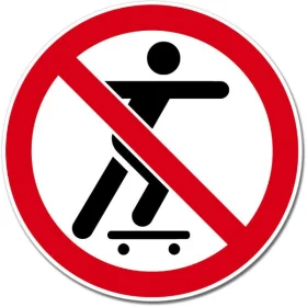 6 No Skate Boarding Round Sign Wall Window Car Vinyl Sticker