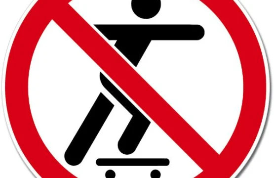 6 No Skate Boarding Round Sign Wall Window Car Vinyl Sticker