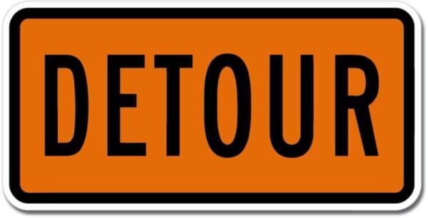 6 Street Detour Sign Wall Window Car Vinyl Sticker