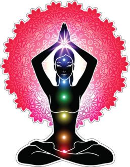 7 Chakres Namaste Meditation Yoga Girl Balance Mantra Aura Art vinyl sticker