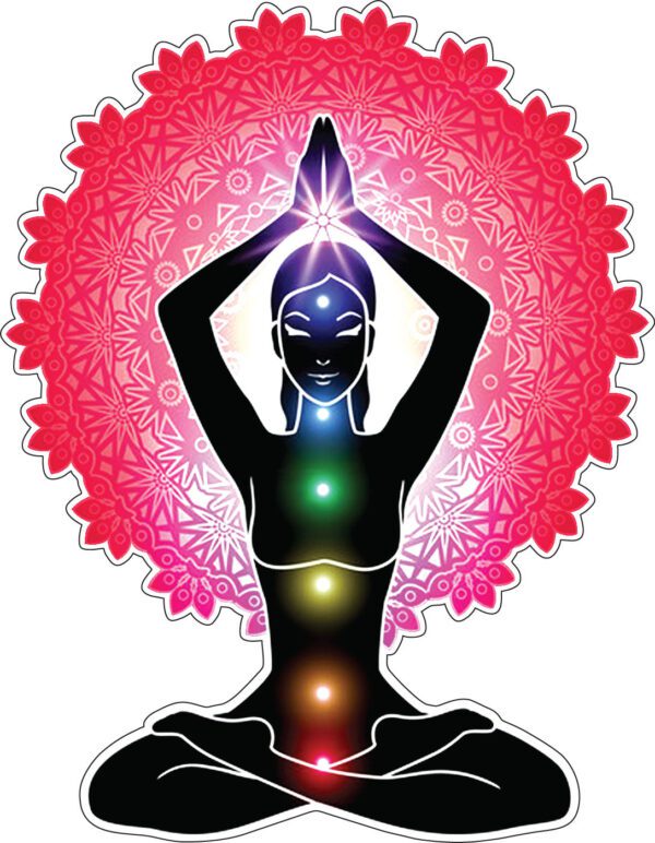 7 Chakres Namaste Meditation Yoga Girl Balance Mantra Aura Art vinyl sticker