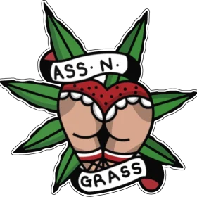 Ass N Grass Marijuana Weed Leaf Funny vinyl sticker