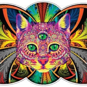 Abstract Psychedelic Cat Hypnosis Kitty vinyl sticker