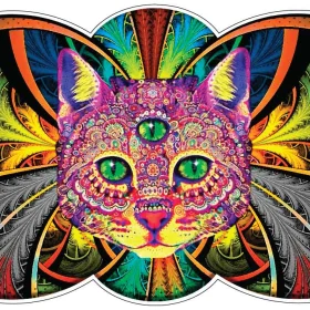 Abstract Psychedelic Cat Hypnosis Kitty vinyl sticker
