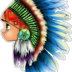 Adorable Native Indian Tribal Chief Colorful Feathery Headset Steals Hearts Baby On Board Sign vinyl sticker/printed vinyl decal