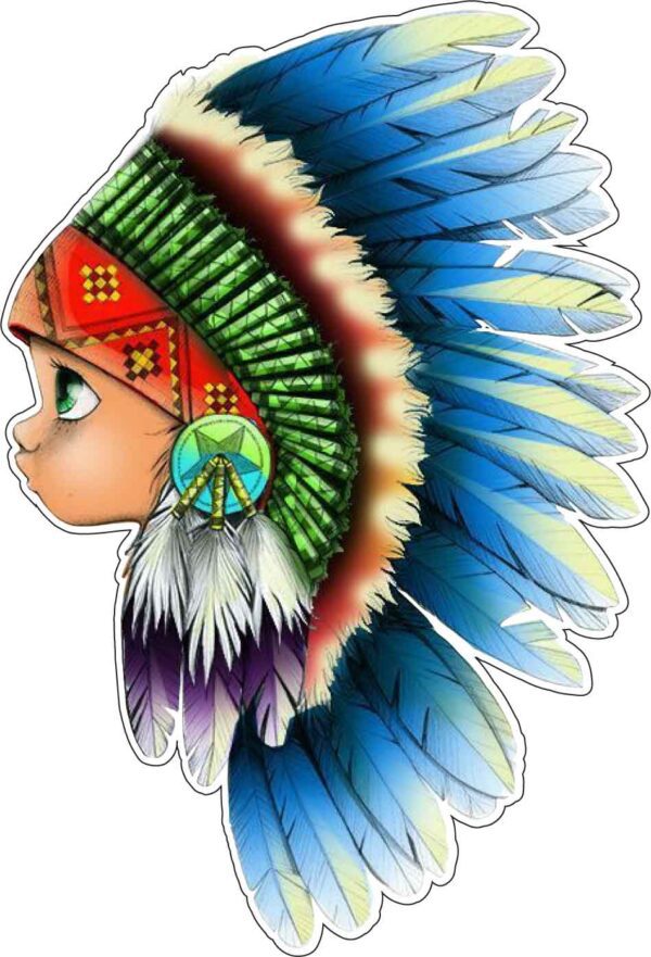 Adorable Native Indian Tribal Chief Colorful Feathery Headset Steals Hearts Baby On Board Sign vinyl sticker/printed vinyl decal
