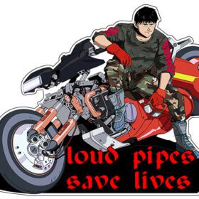 Akira Kaneda Loud Pipes Save Lives Futuristic Motorcycle Bike vinyl sticker
