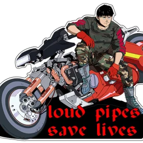 Akira Kaneda Loud Pipes Save Lives Futuristic Motorcycle Bike vinyl sticker