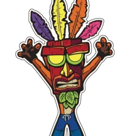 Aku Aku Witch Doctor Wooden Face Mask Crash Bandicoot Evil Fighter Vinyl Sticker