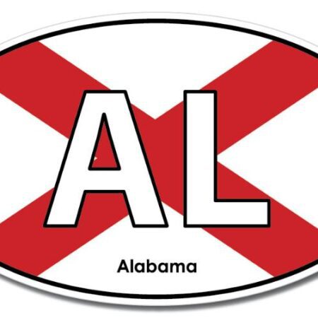 Alabama State AL Oval Flag Wall Window Car Vinyl Sticker Decal
