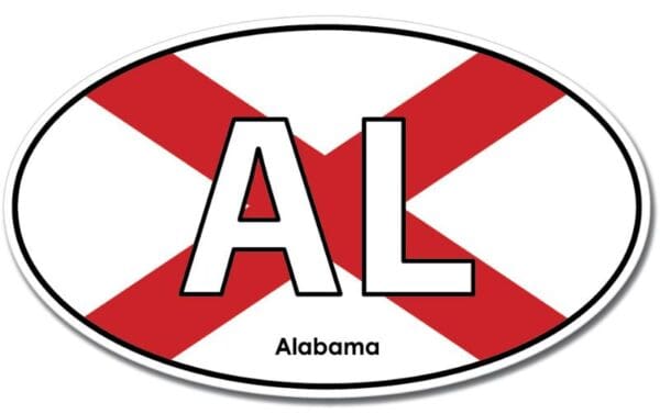 Alabama State AL Oval Flag Wall Window Car Vinyl Sticker Decal