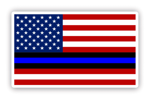 American Flag With Thin Blue Line USA Law Enforcement Vinyl Sticker