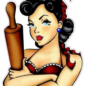 Angry Rolling Pin Girl vinyl sticker