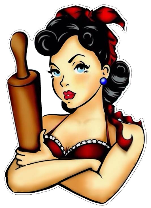 Angry Rolling Pin Girl vinyl sticker