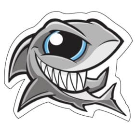 Angry Shark Scuba jaws smile dive Printed Vinyl Sticker