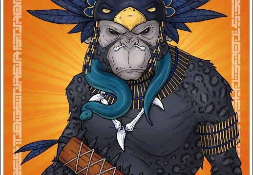 Ape Chief Angry Warrior Guardian Of Jungle Tribal Leader Fierce Primate Cartoon Art Vinyl Sticker