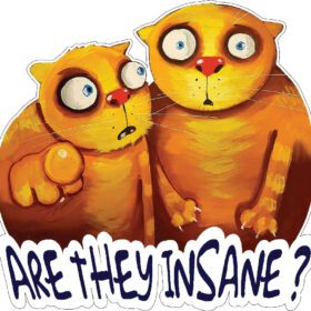 Are-They-Insane-Crazy-Cats-Vasya-Lozhkin-Art-Vinyl-Sticker.