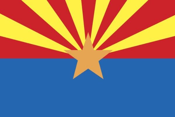 Arizona State Flag Cut to Arizona Shape Vinyl Sticker