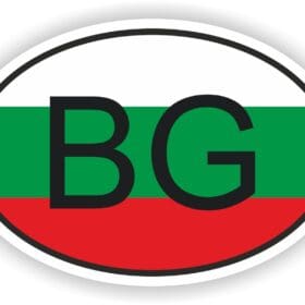 BG BULGARIA COUNTRY CODE OVAL FLAG STICKER.JPG