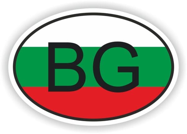 BG BULGARIA COUNTRY CODE OVAL FLAG STICKER.JPG